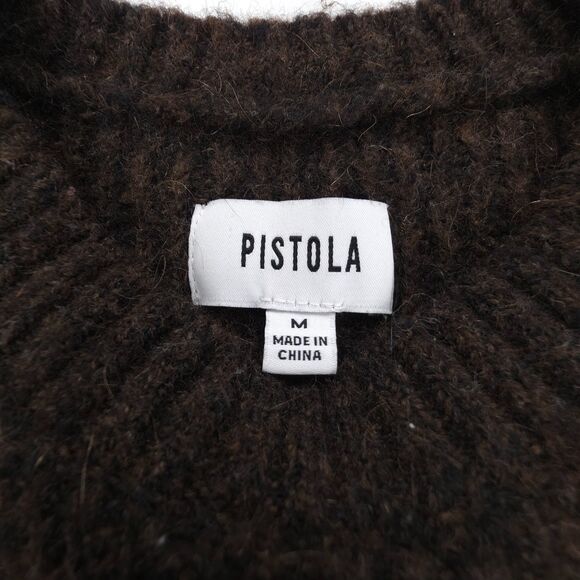 NEW Pistola Wool Mohair Zane Crew Sweater Chocolate Brown Minimal Boho Lagenlook - Picture 2 of 7